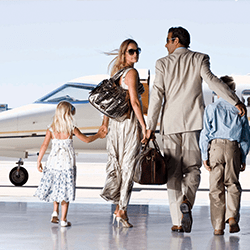 Family about to board a plane