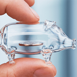Transparent piggy bank